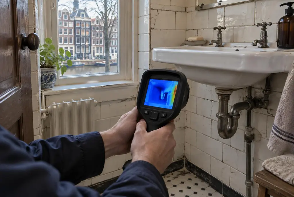 Lekdetectie Culemborg – badkamer met oude leidingen achter de tegels