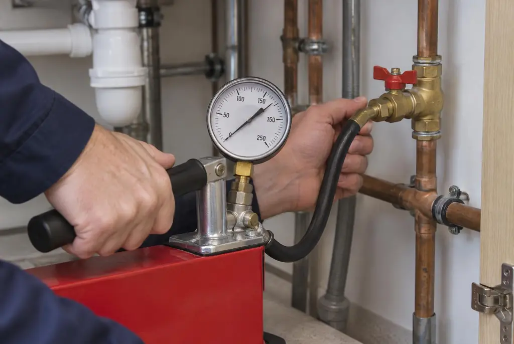 Lekdetectie Culemborg – druktest op een waterleiding met een manometer