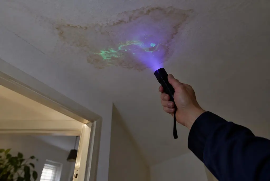 Lekdetectie Culemborg – kleurstof controleren op het plafond met uv-licht